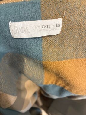 ZARA Teal and Mustard Plaid Scarf